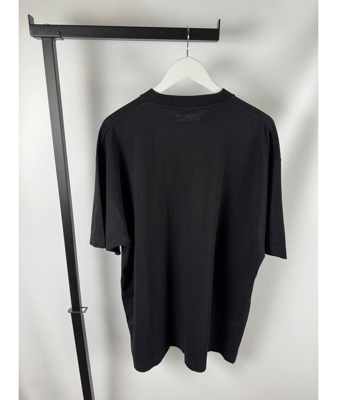VETEMENTS Черная хлопковая футболка, фото 3