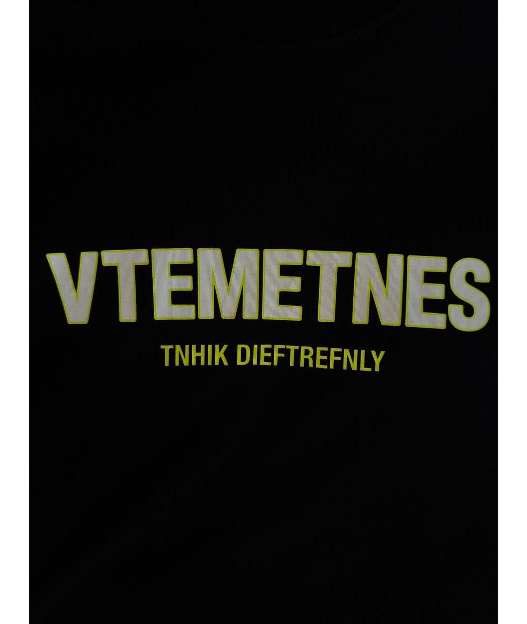 VETEMENTS Черная хлопковая футболка, фото 4