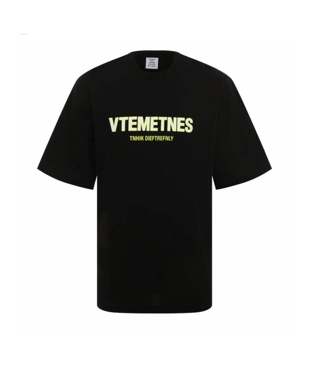 VETEMENTS Черная хлопковая футболка, фото 7