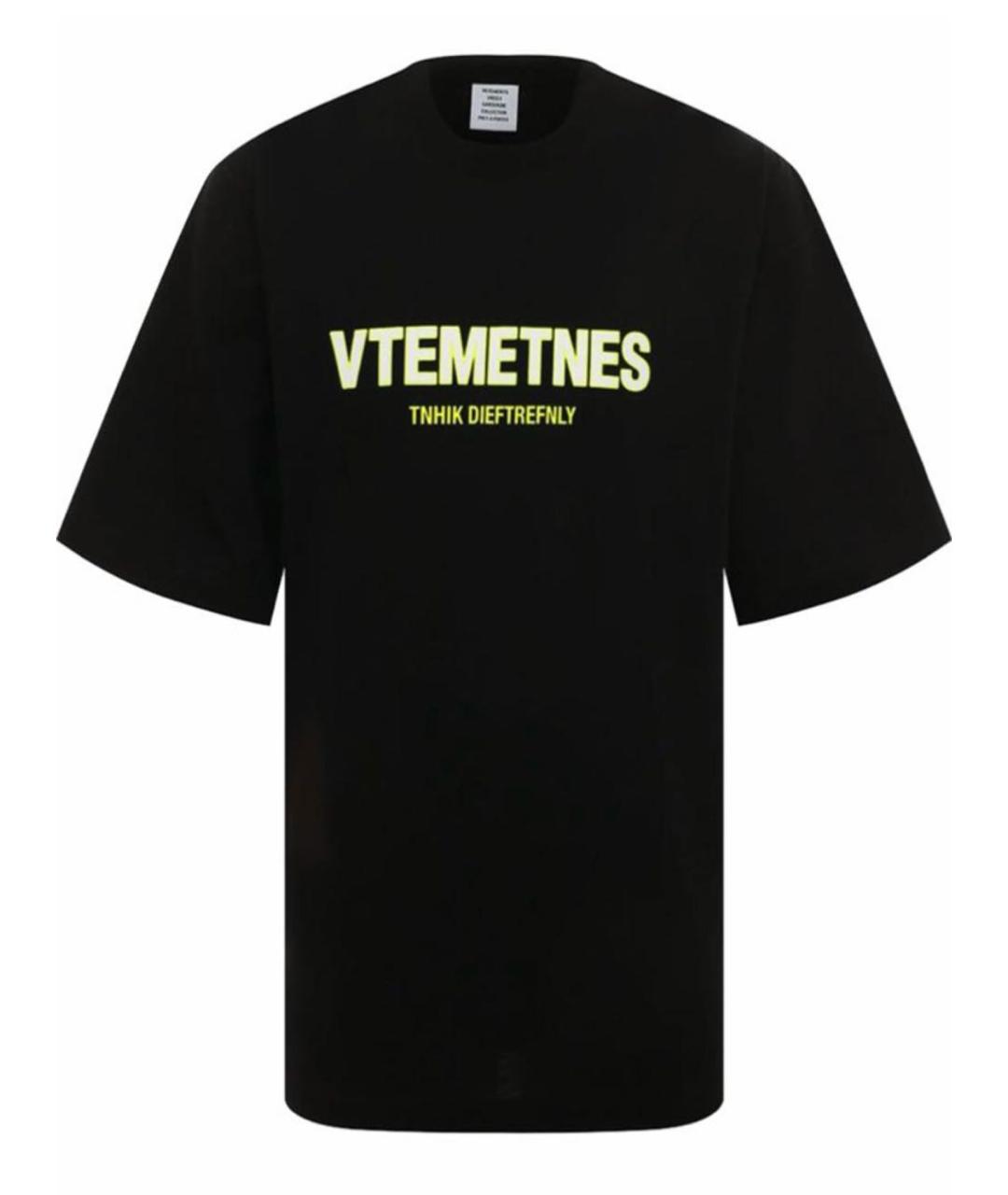VETEMENTS Черная хлопковая футболка, фото 1
