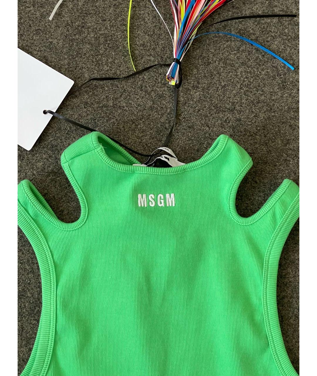 MSGM Зеленая хлопковая майка, фото 4