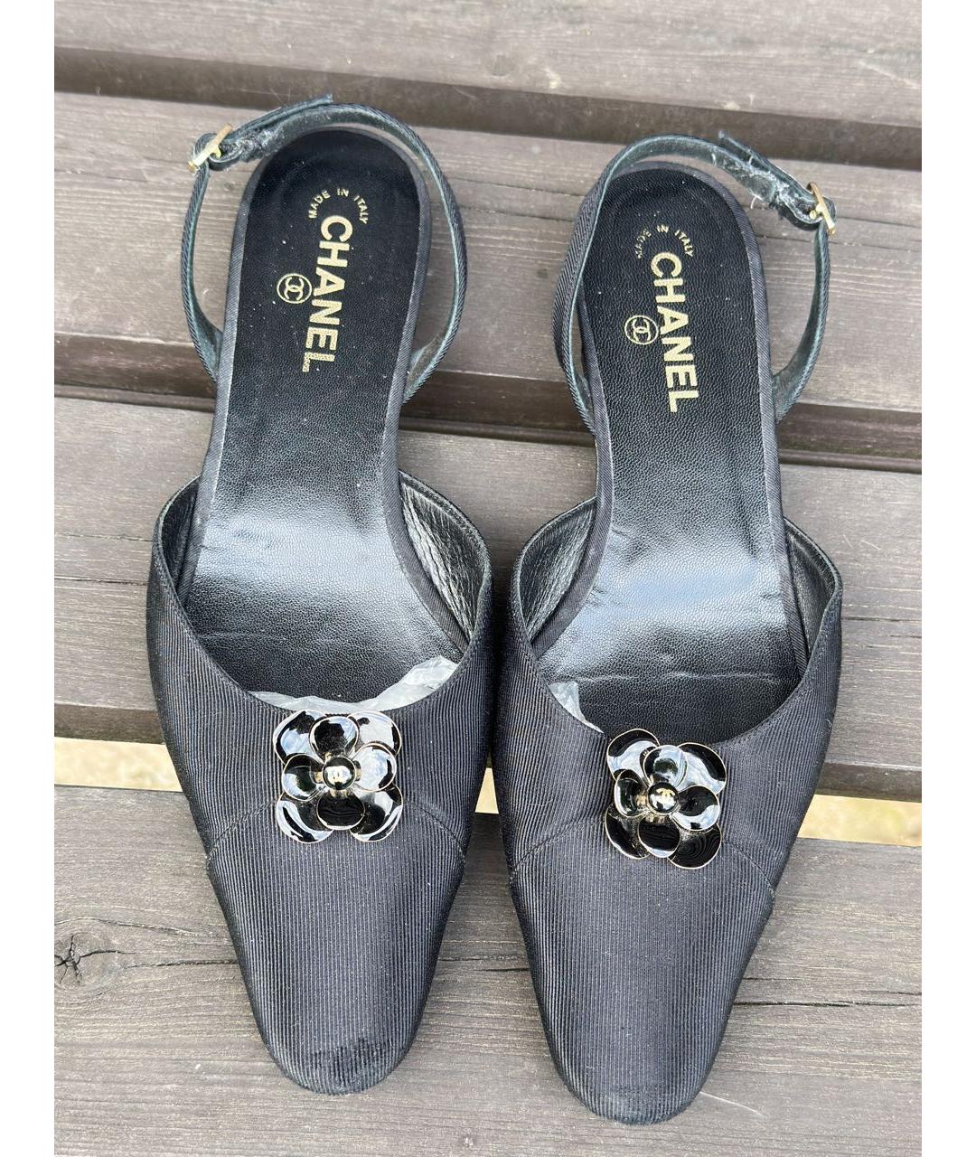 CHANEL Черные текстильные туфли, фото 4