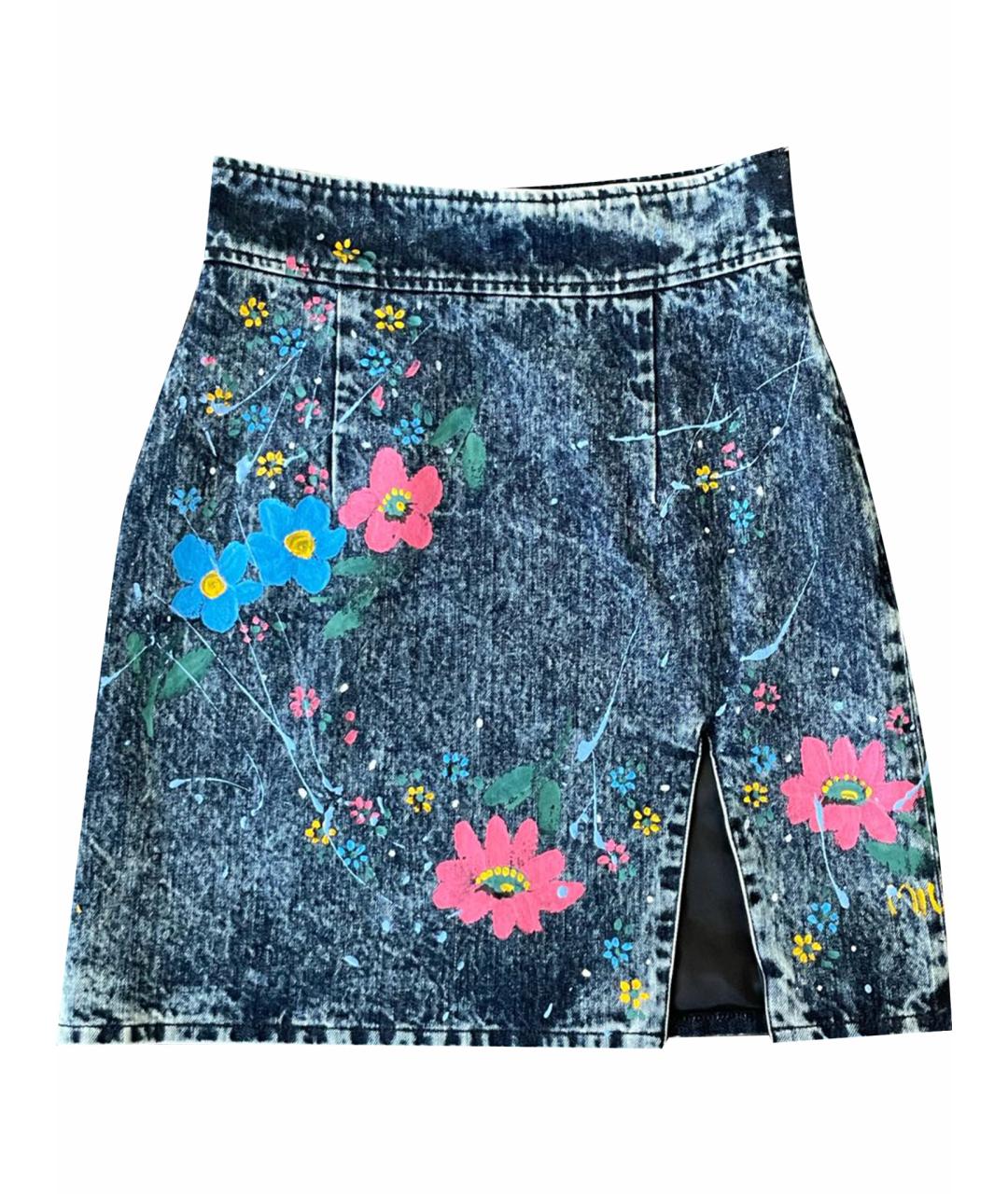 MIU MIU Синяя деним юбка мини, фото 1