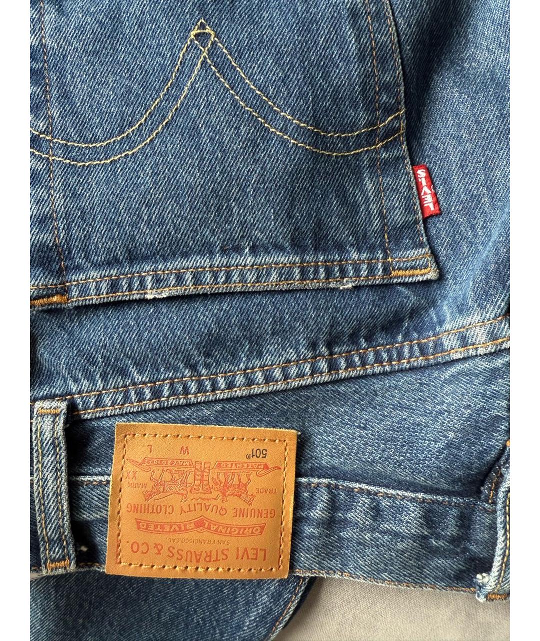 LEVI'S Темно-синие хлопковые прямые джинсы, фото 3
