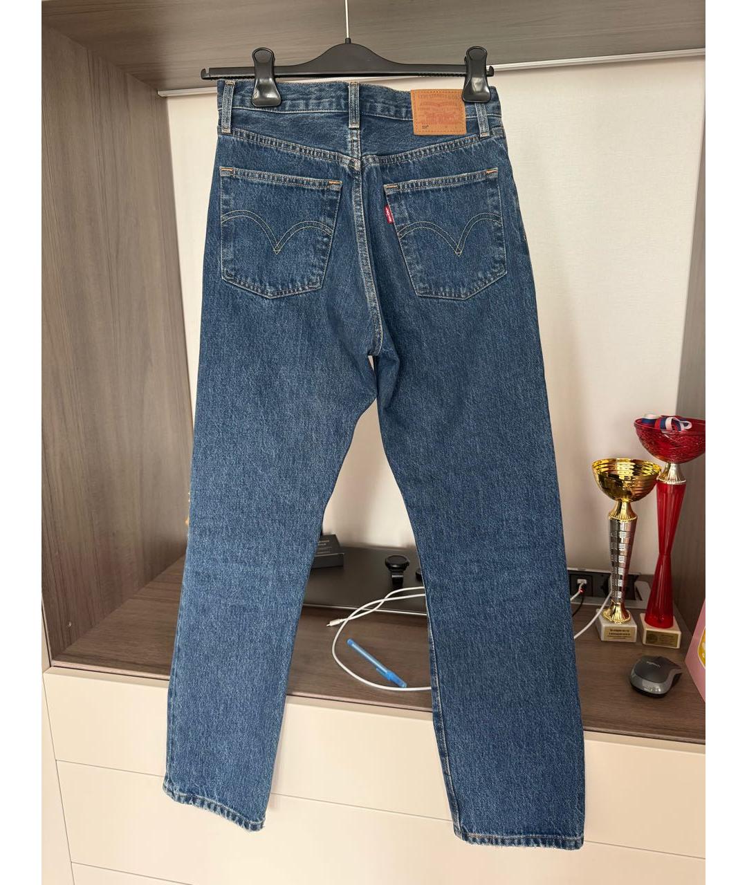 LEVI'S Темно-синие хлопковые прямые джинсы, фото 2