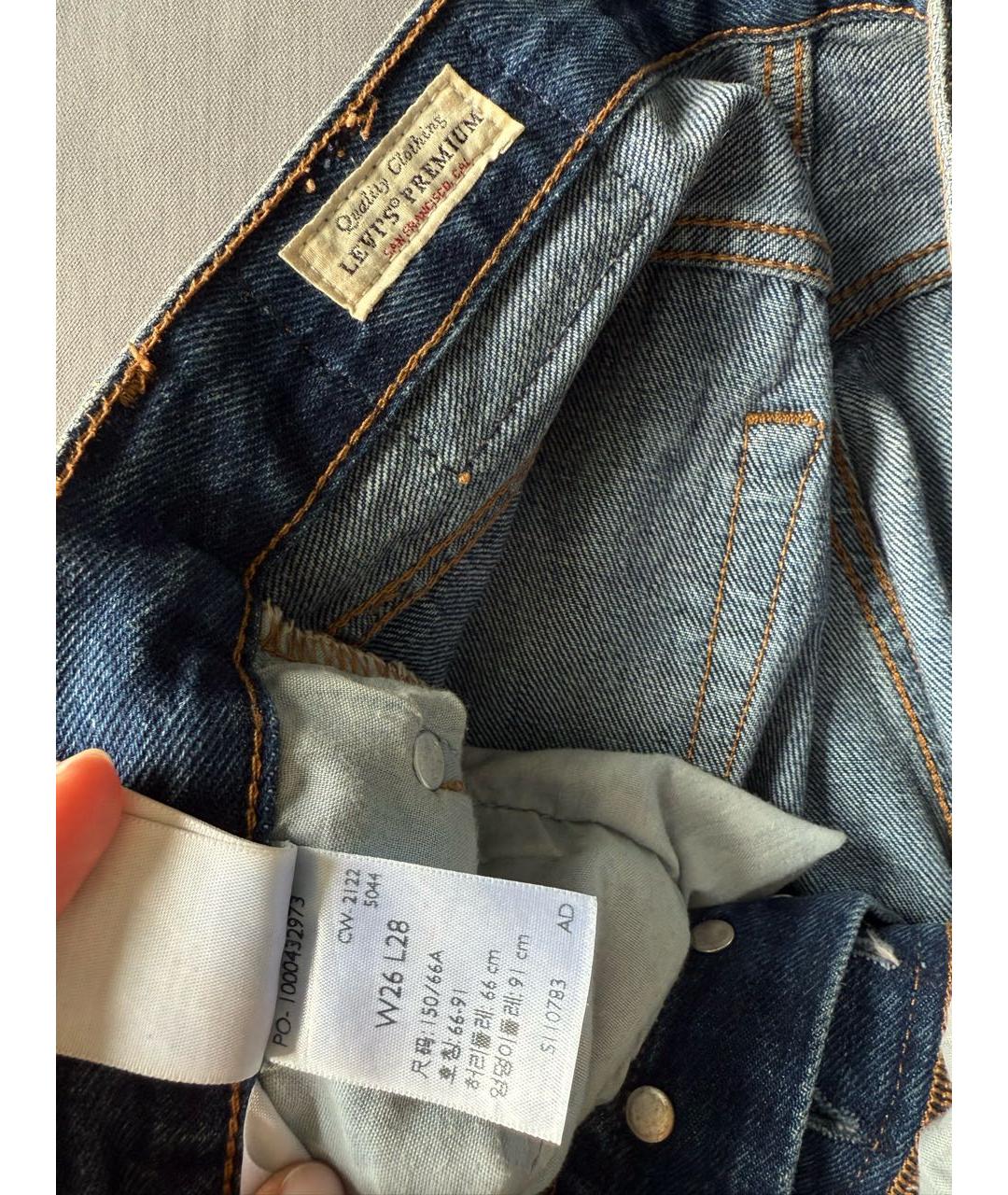 LEVI'S Темно-синие хлопковые прямые джинсы, фото 7