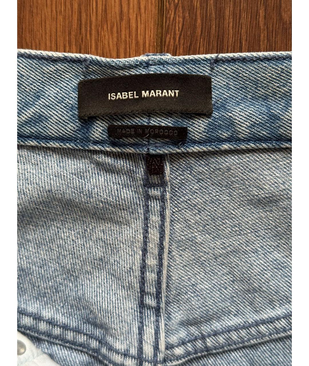 ISABEL MARANT Голубые хлопковые прямые джинсы, фото 3