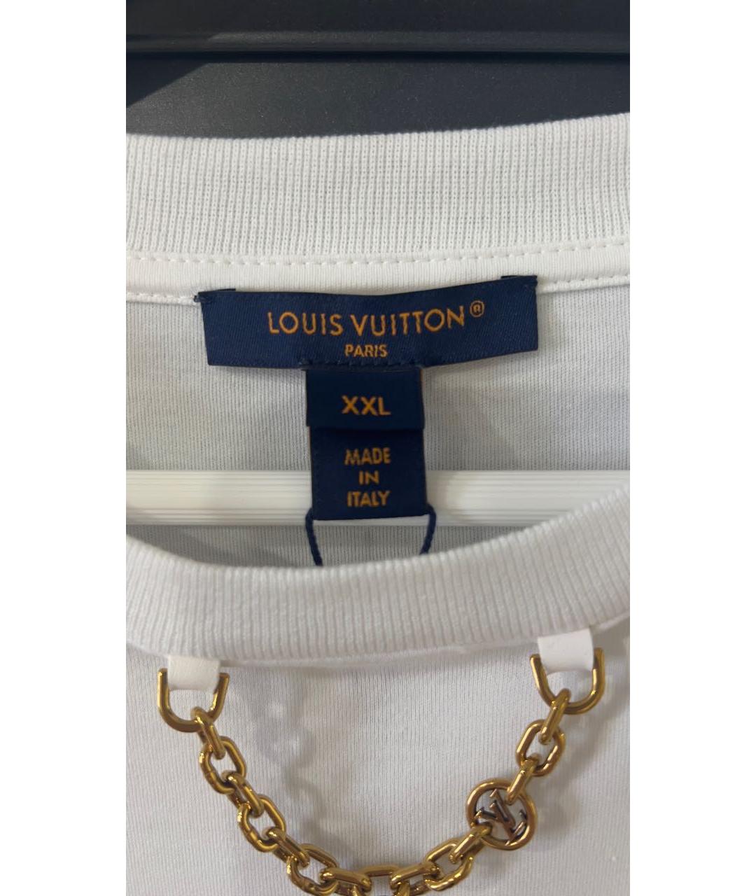 LOUIS VUITTON Белая хлопко-эластановая футболка, фото 3