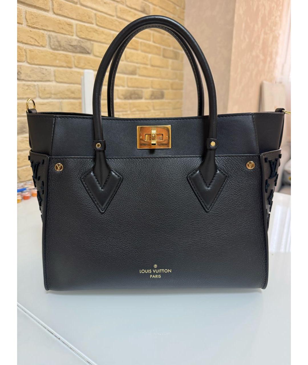 LOUIS VUITTON Черная кожаная сумка тоут, фото 4