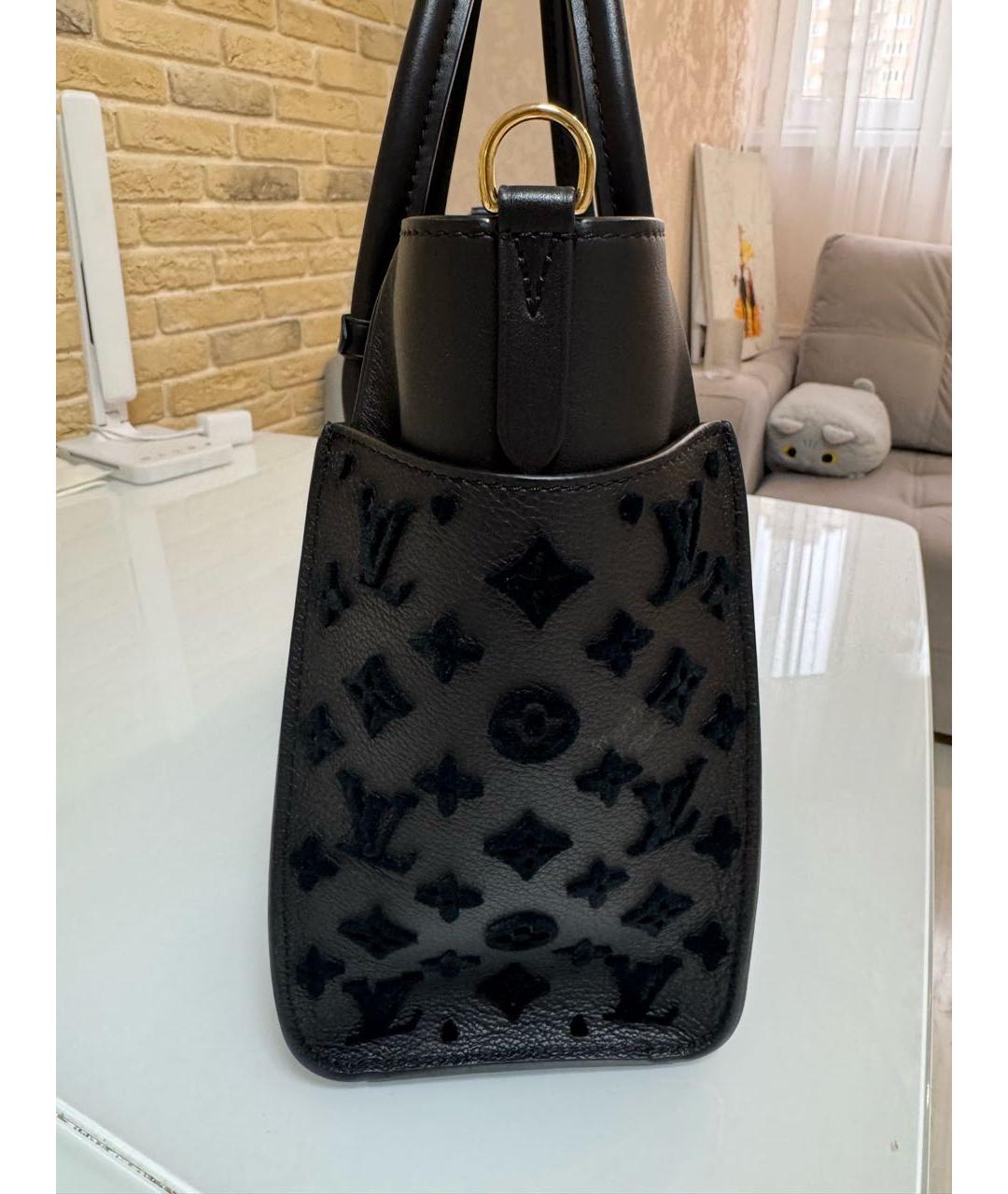 LOUIS VUITTON Черная кожаная сумка тоут, фото 5