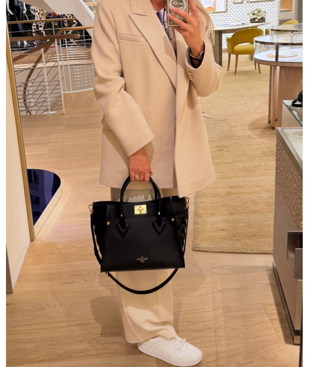 LOUIS VUITTON Черная кожаная сумка тоут, фото 8