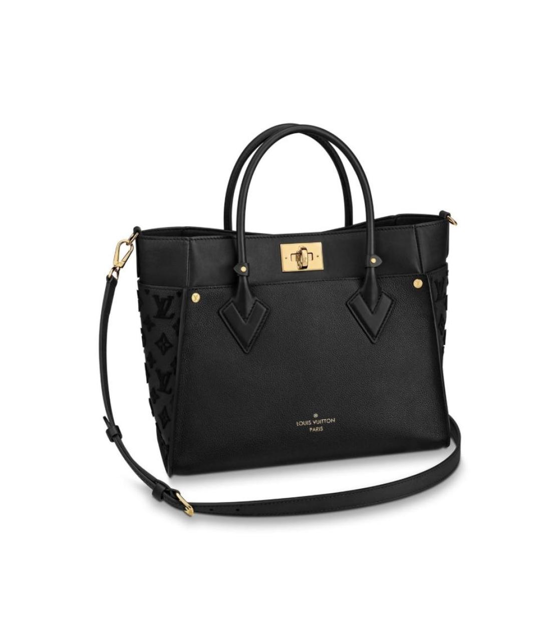 LOUIS VUITTON Черная кожаная сумка тоут, фото 9
