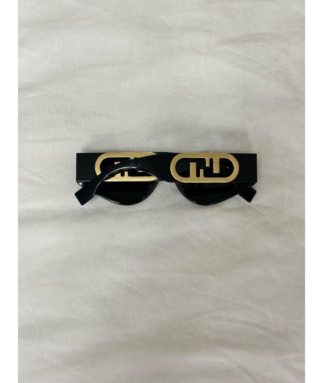 FENDI Черные пластиковые солнцезащитные очки, фото 5
