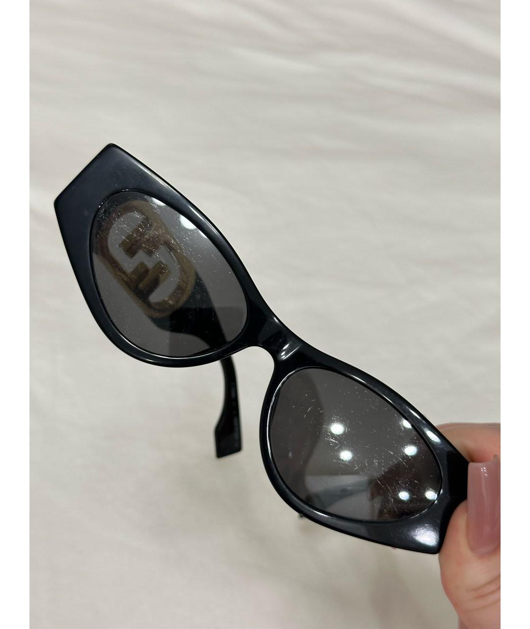 FENDI Черные пластиковые солнцезащитные очки, фото 6