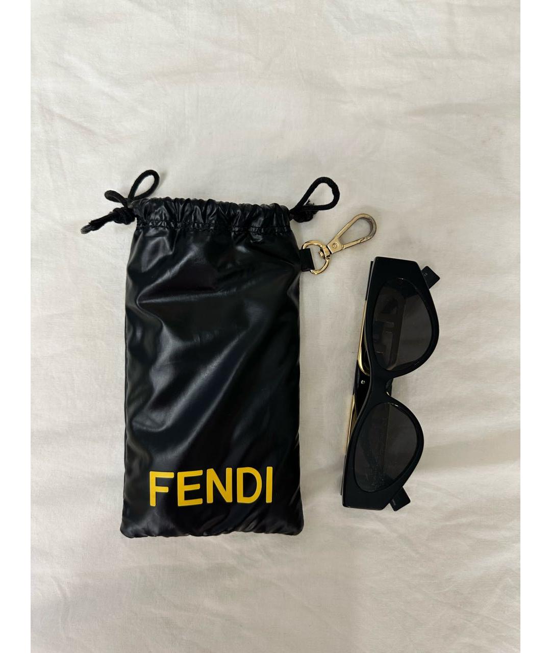 FENDI Черные пластиковые солнцезащитные очки, фото 7