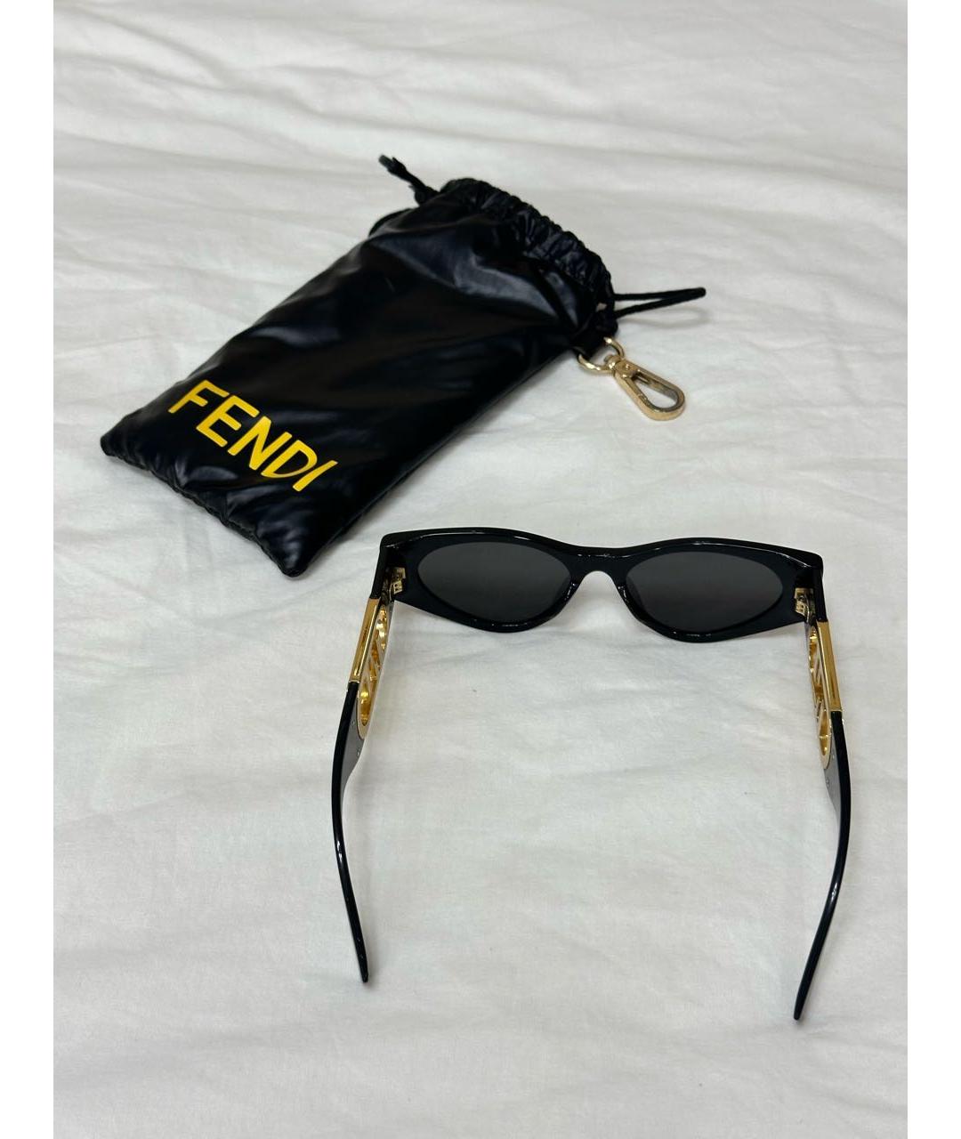FENDI Черные пластиковые солнцезащитные очки, фото 4