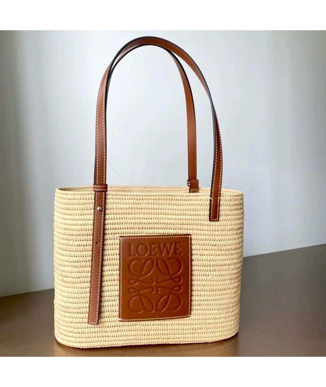 LOEWE Бежевая пляжная сумка, фото 5