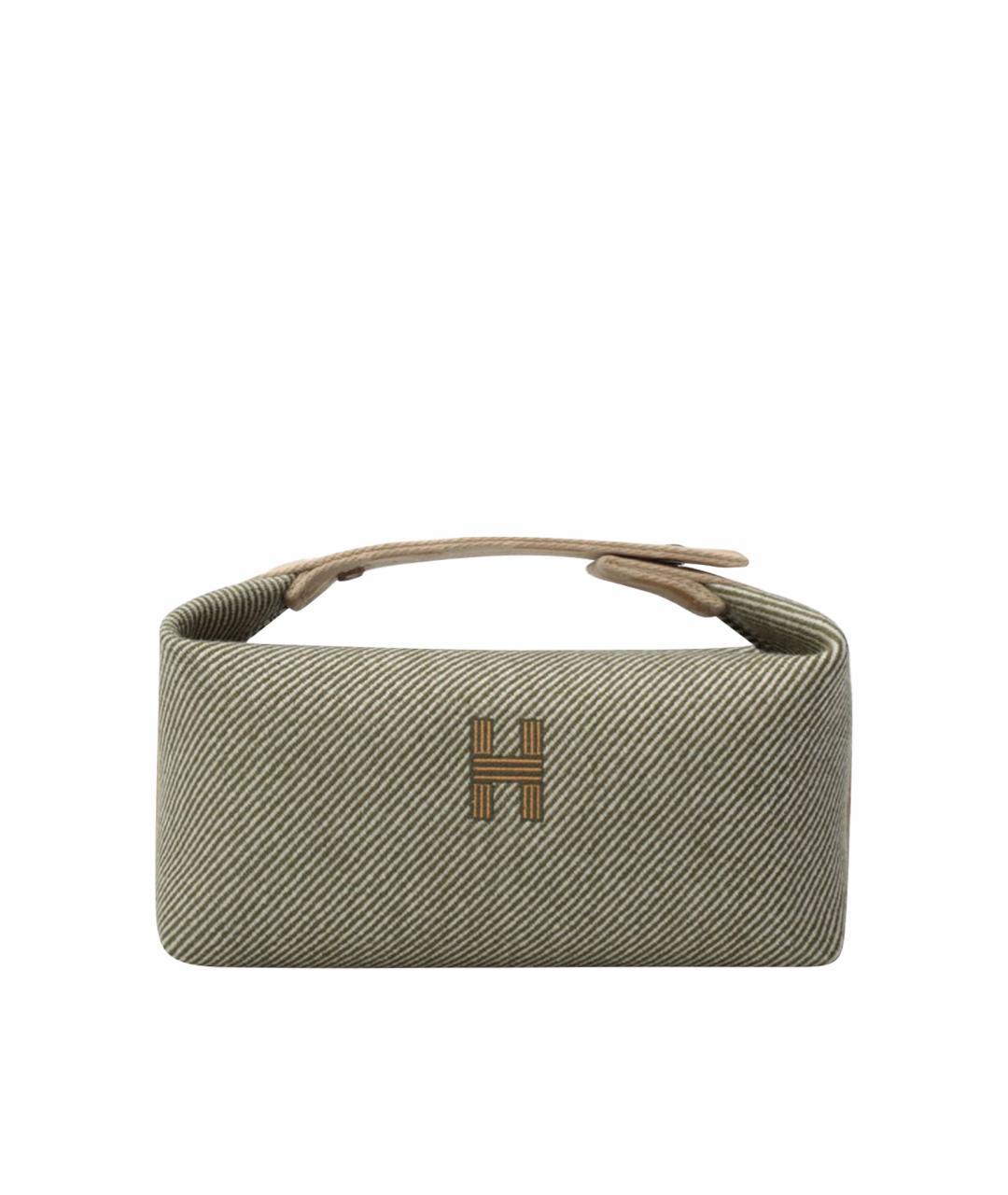 HERMES Бежевая шерстяная косметичка, фото 1