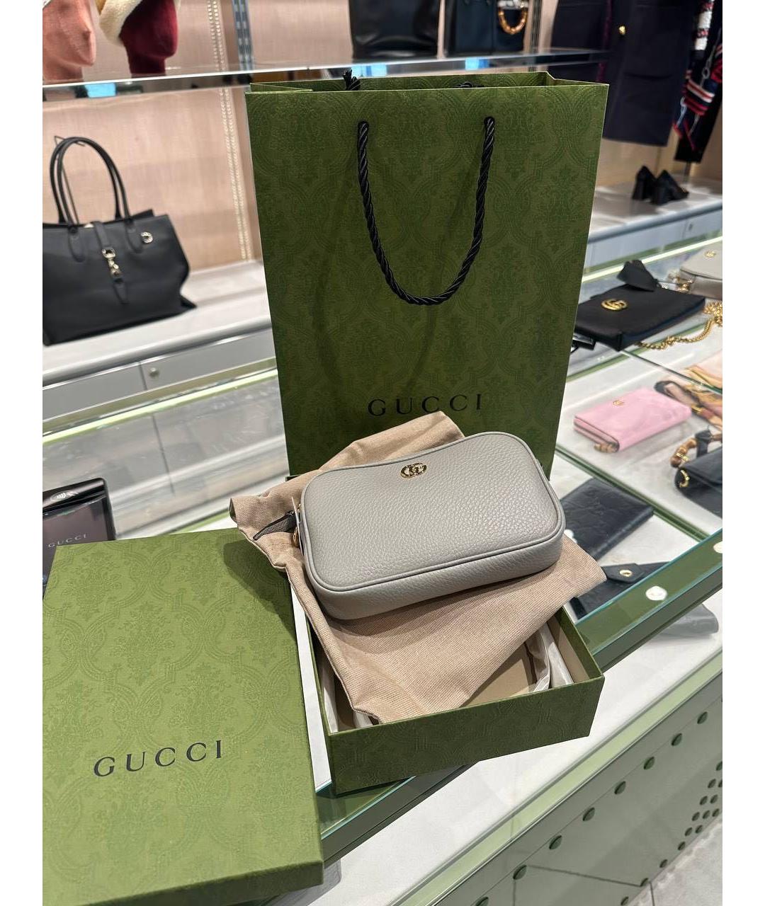 GUCCI Серая кожаная сумка через плечо, фото 4