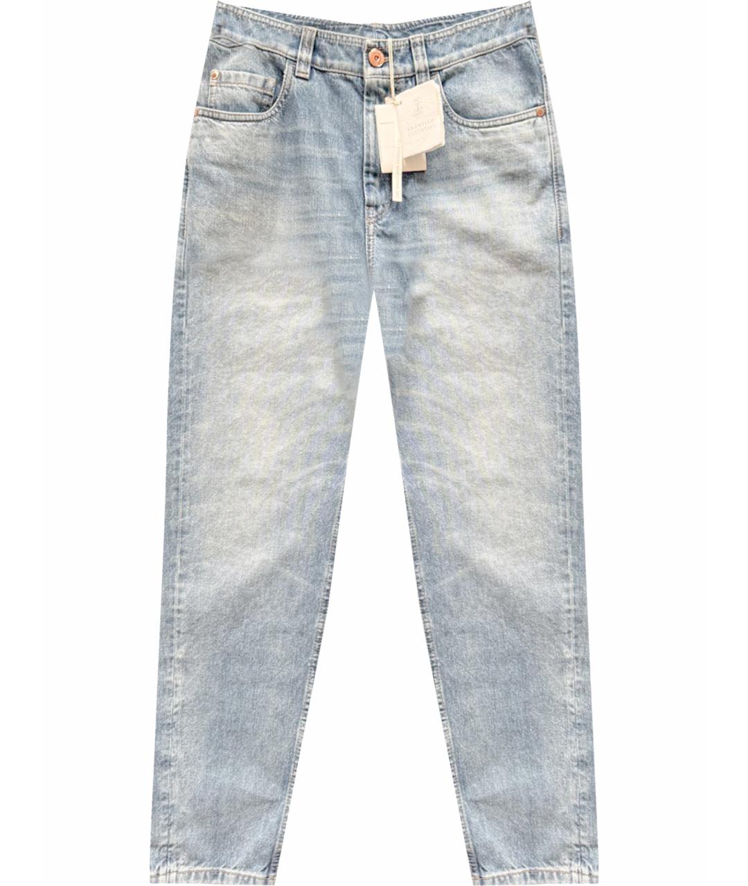 BRUNELLO CUCINELLI Голубые хлопковые джинсы слим, фото 1