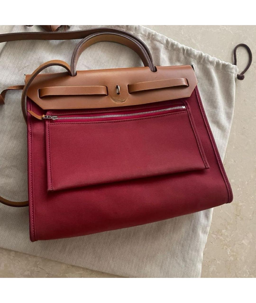 HERMES Бордовая кожаная сумка через плечо, фото 3