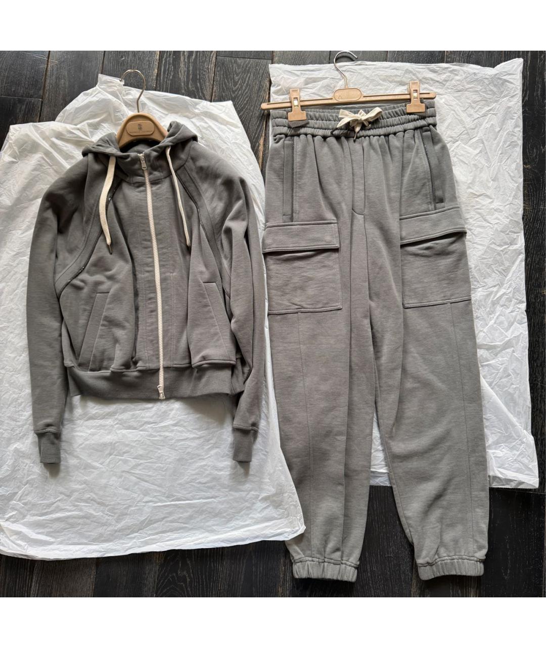 BRUNELLO CUCINELLI Антрацитовый хлопковый костюм с брюками, фото 7