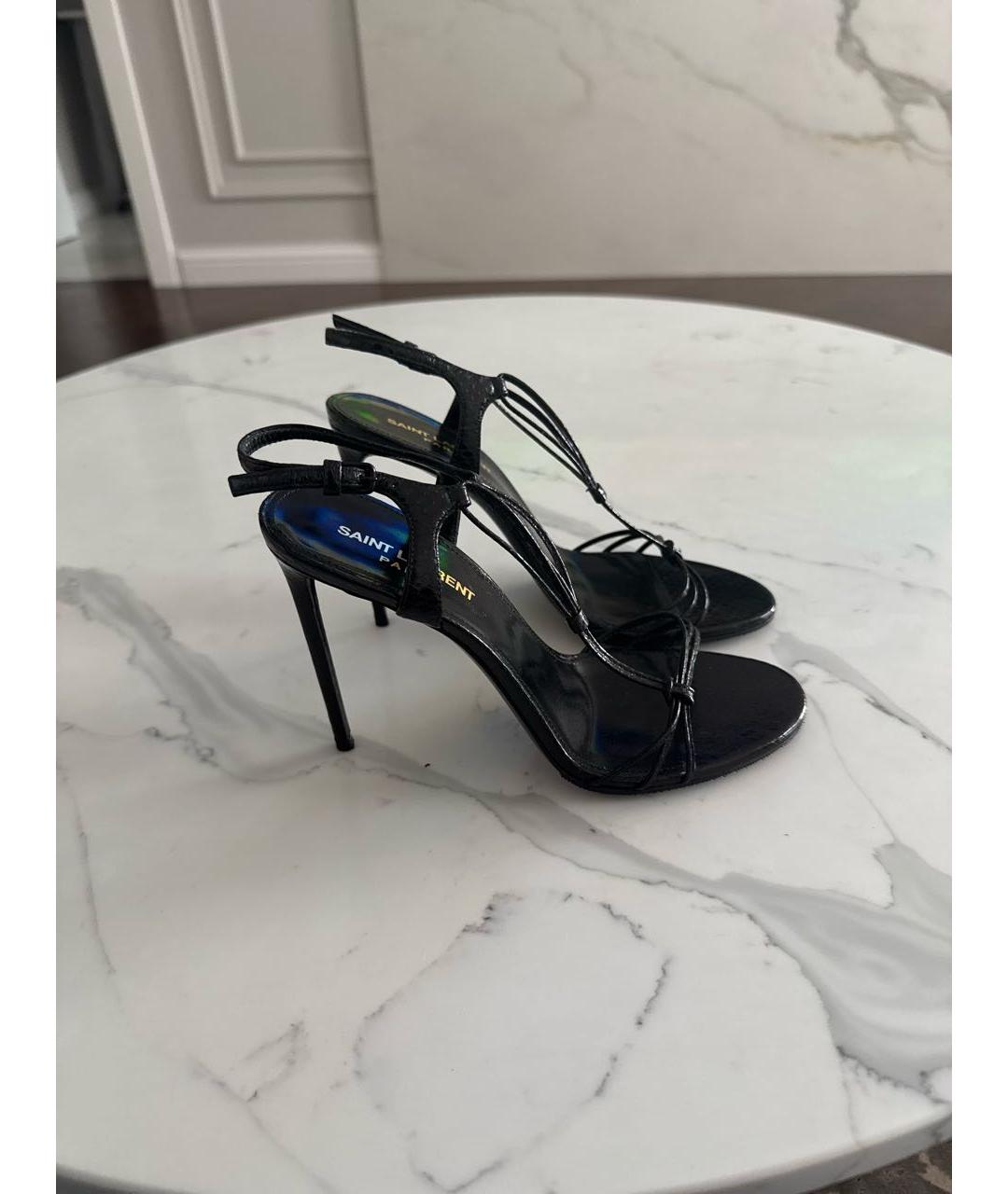 SAINT LAURENT Черные кожаные босоножки, фото 5