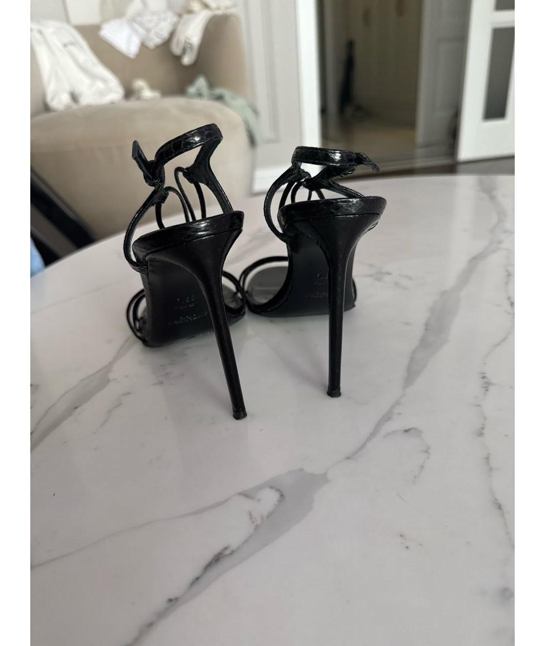 SAINT LAURENT Черные кожаные босоножки, фото 4