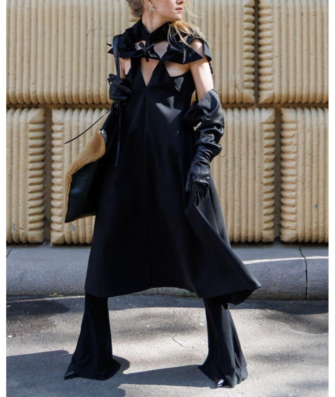 ANN DEMEULEMEESTER Черные кожаные перчатки, фото 4