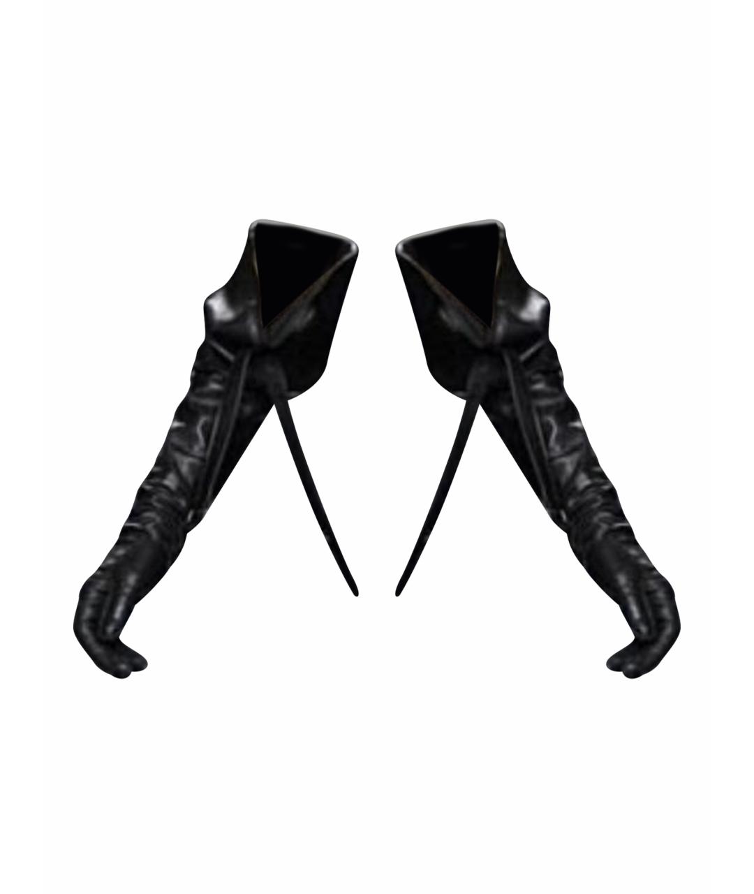 ANN DEMEULEMEESTER Черные кожаные перчатки, фото 1
