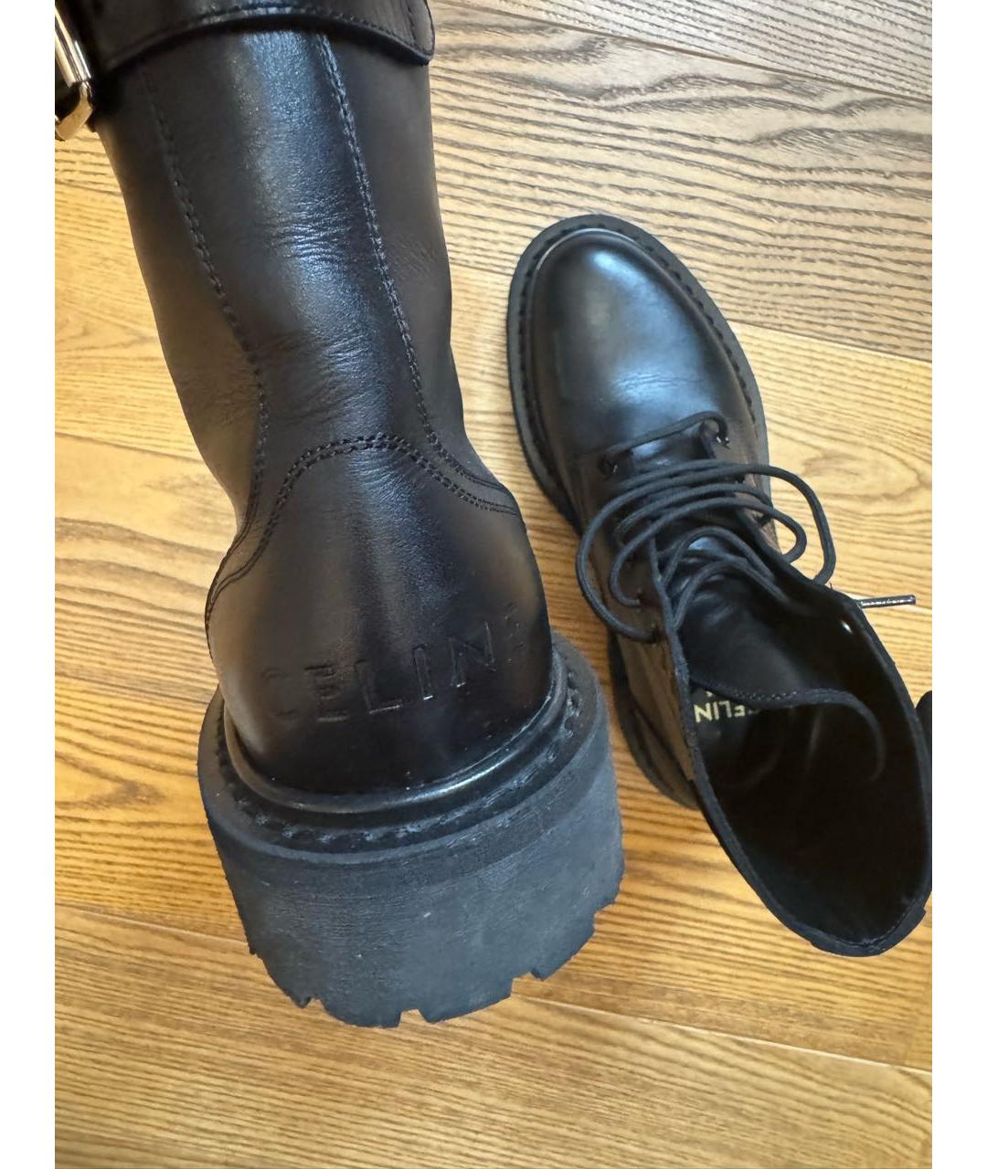 CELINE Черные кожаные ботинки, фото 4