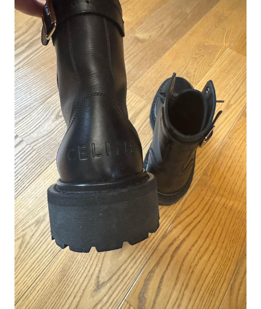 CELINE Черные кожаные ботинки, фото 5