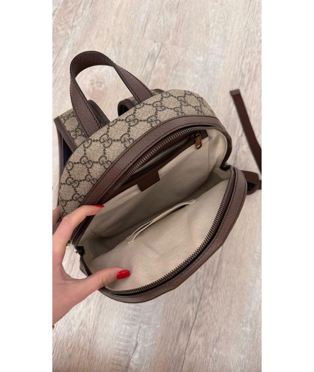 GUCCI Коричневый кожаный рюкзак, фото 4