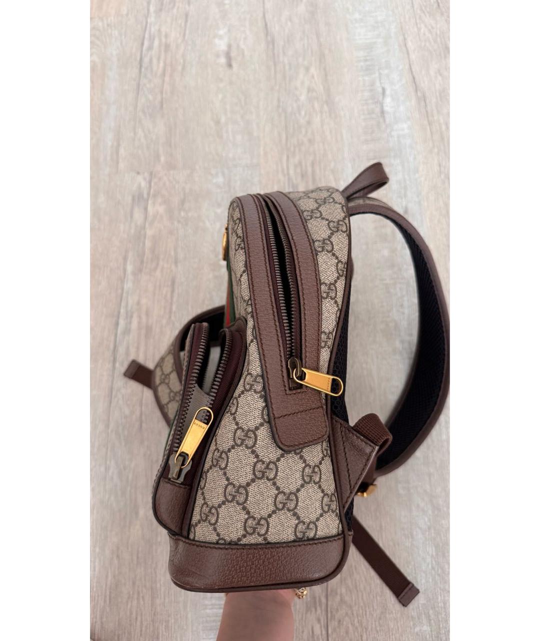 GUCCI Коричневый кожаный рюкзак, фото 3
