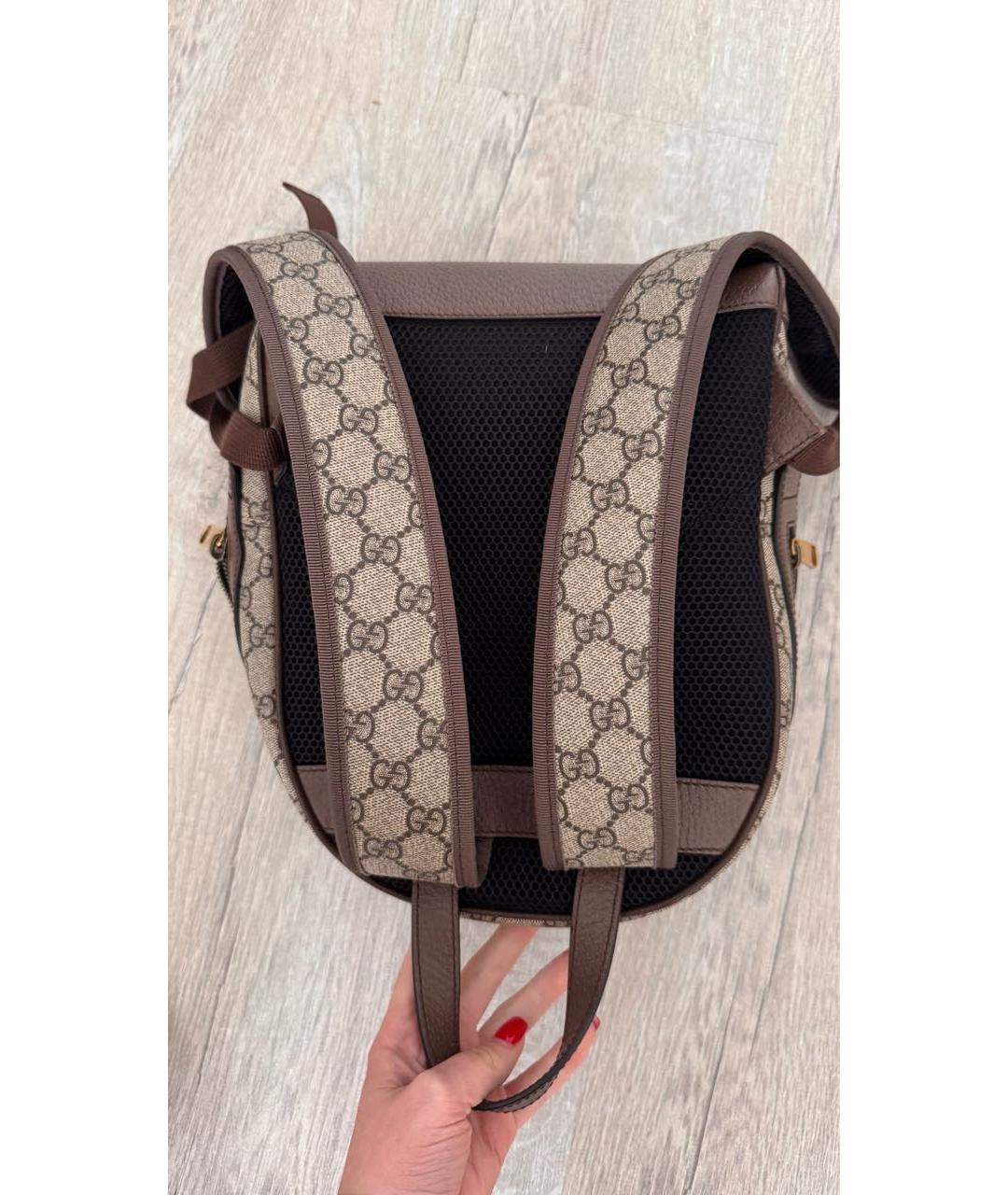 GUCCI Коричневый кожаный рюкзак, фото 5