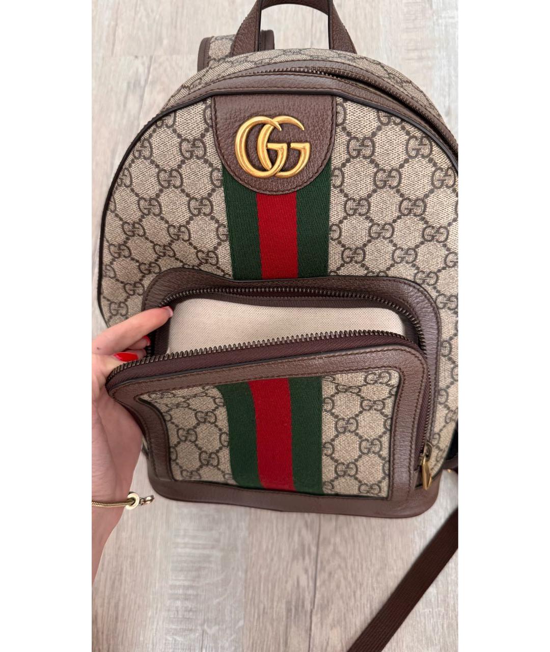 GUCCI Коричневый кожаный рюкзак, фото 2