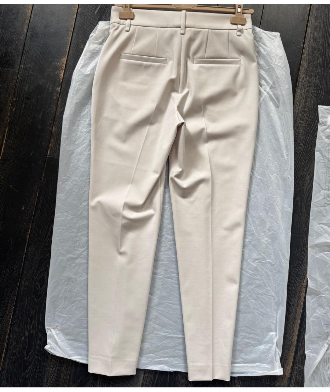 BRUNELLO CUCINELLI Бежевые шерстяные брюки узкие, фото 2
