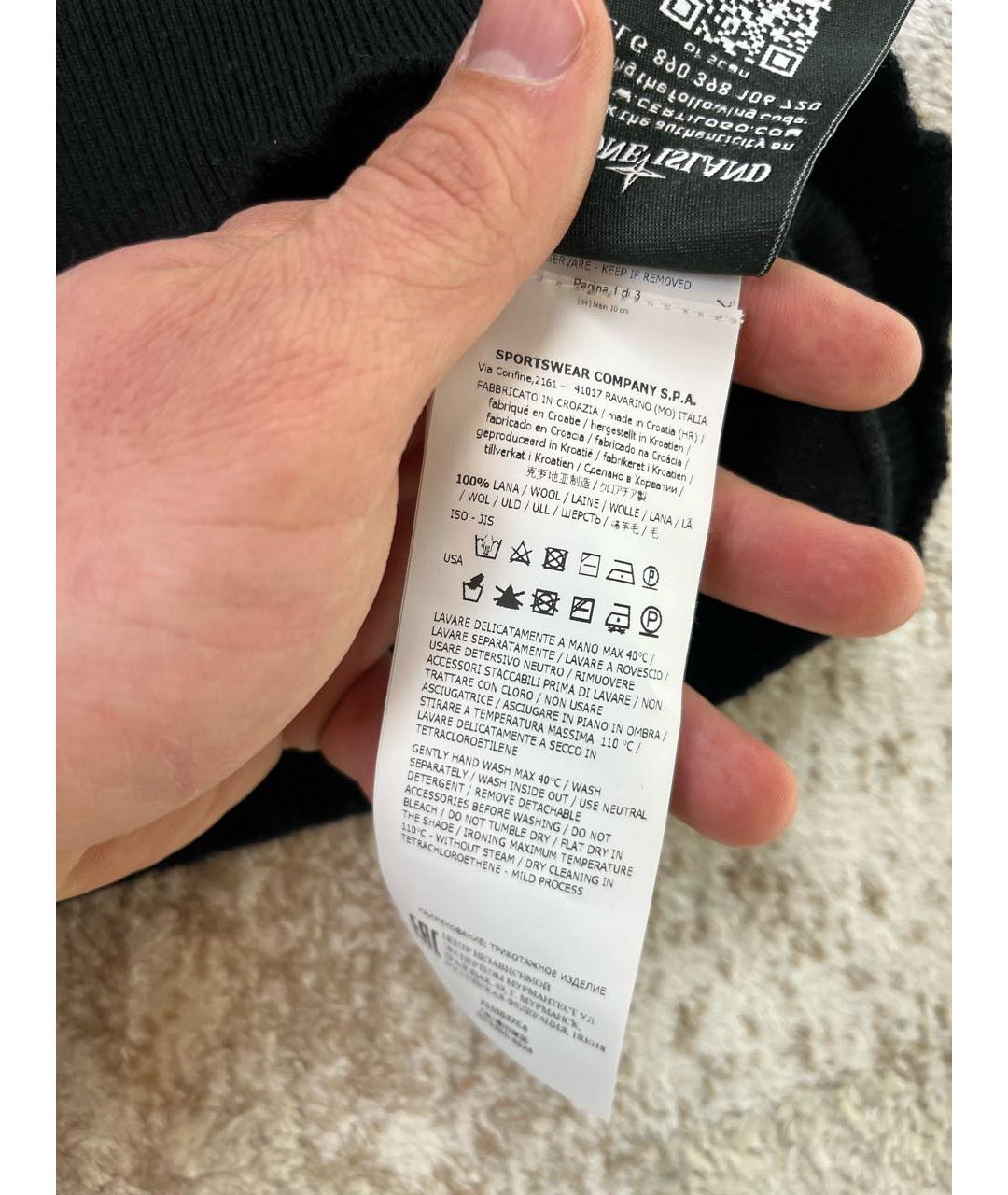 STONE ISLAND Черная шерстяная водолазка, фото 5