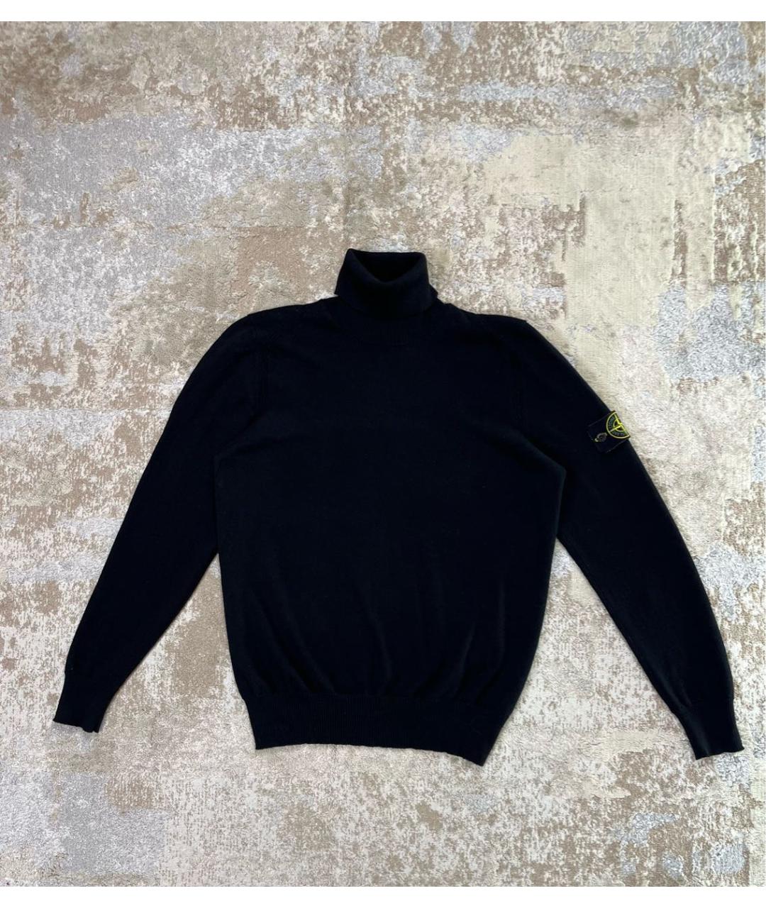 STONE ISLAND Черная шерстяная водолазка, фото 6