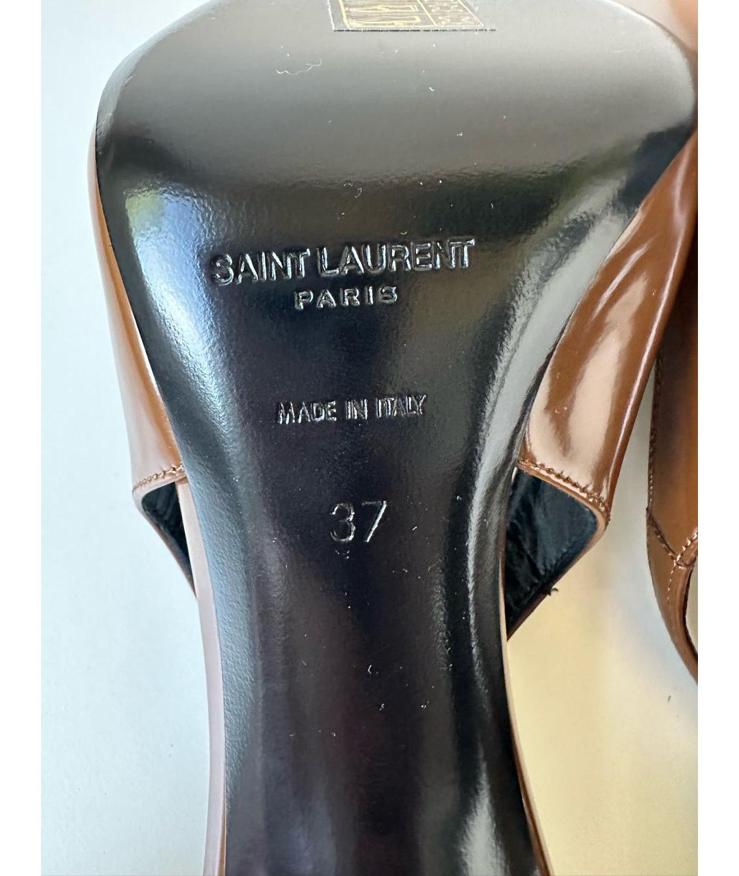 SAINT LAURENT Коричневые кожаные туфли, фото 6