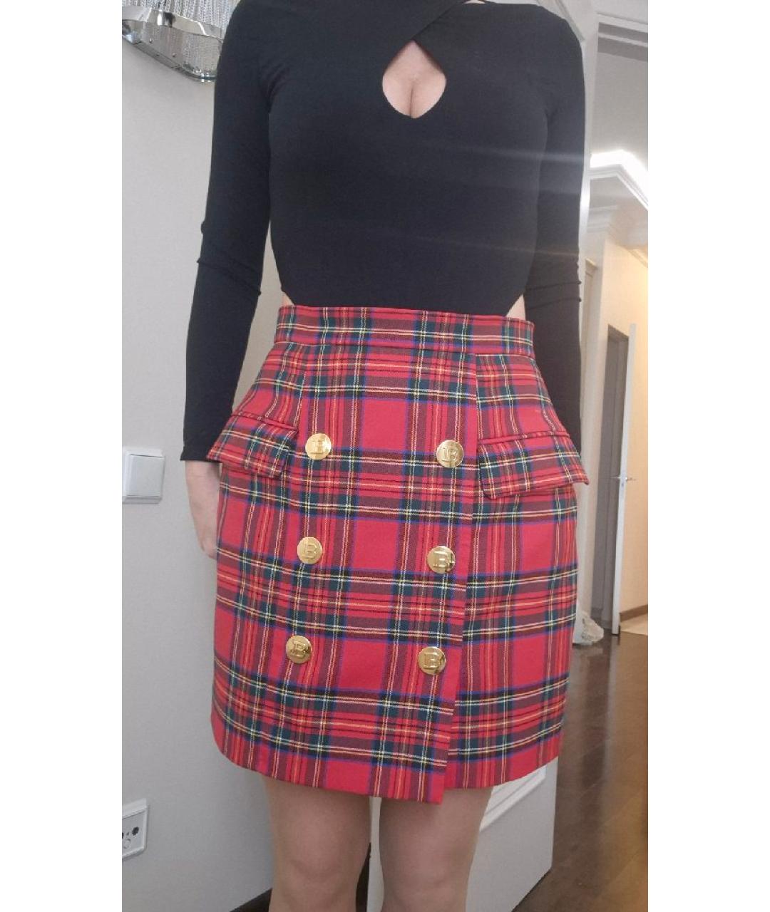 BALMAIN Мульти шерстяная юбка мини, фото 9