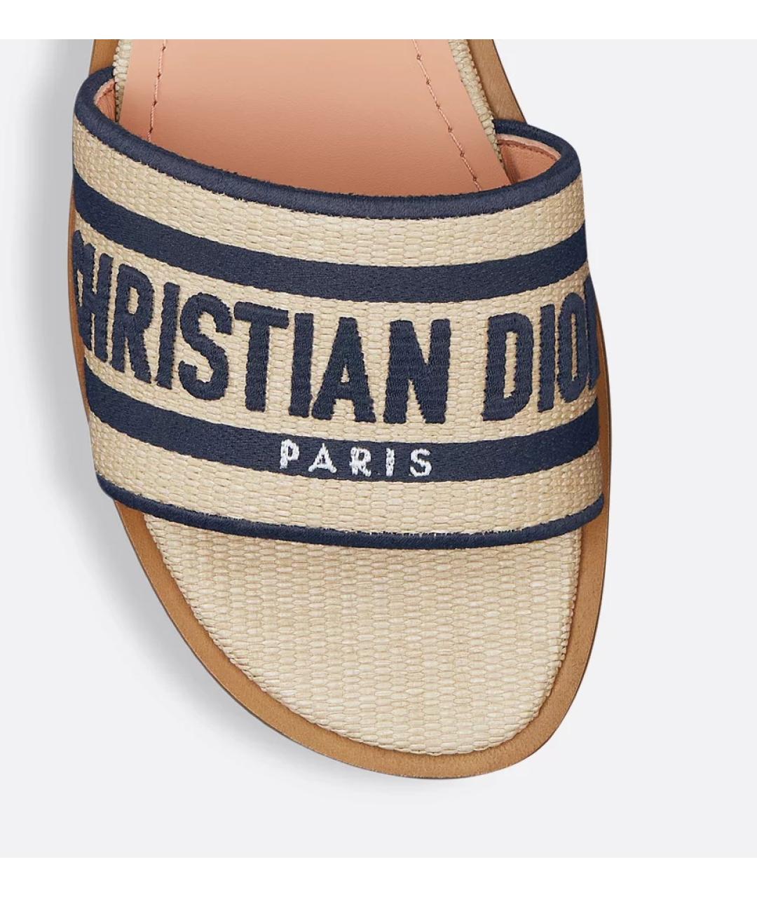 CHRISTIAN DIOR Бежевые шлепанцы, фото 4