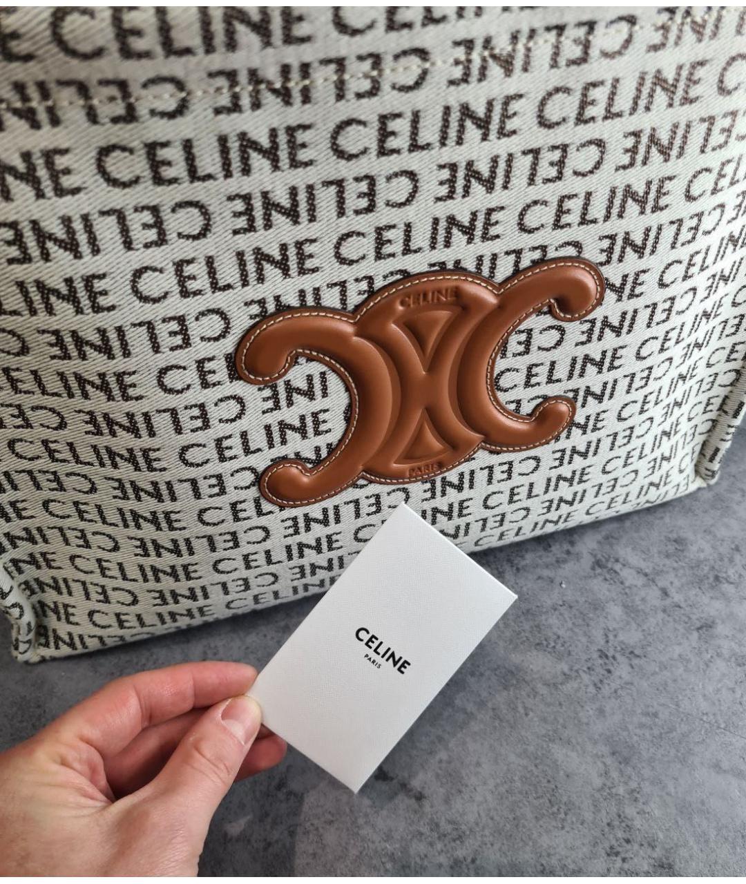 CELINE Белая тканевая сумка тоут, фото 3