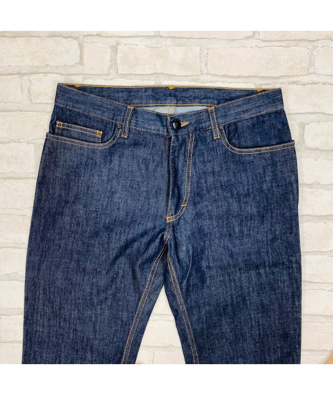 VERSACE COLLECTION Темно-синие хлопковые прямые джинсы, фото 3