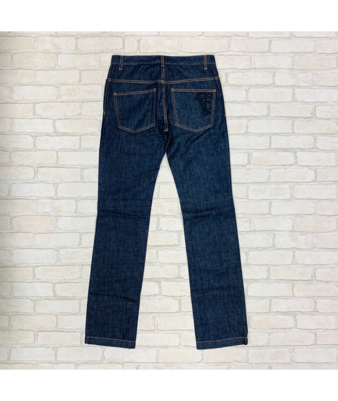 VERSACE COLLECTION Темно-синие хлопковые прямые джинсы, фото 2