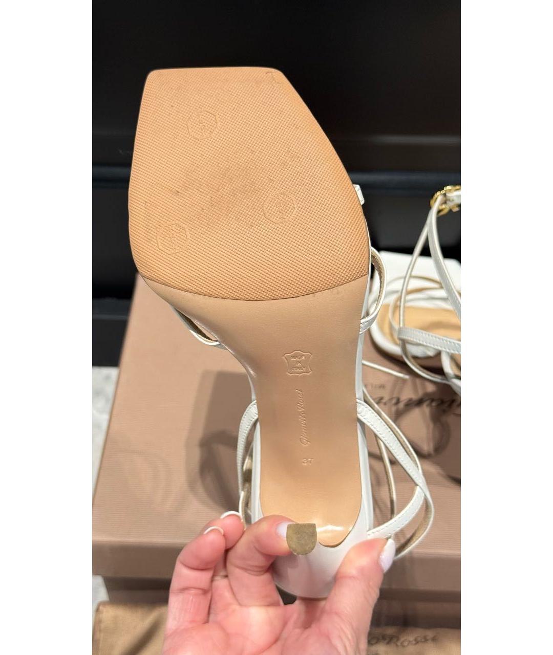 GIANVITO ROSSI Белые кожаные босоножки, фото 4