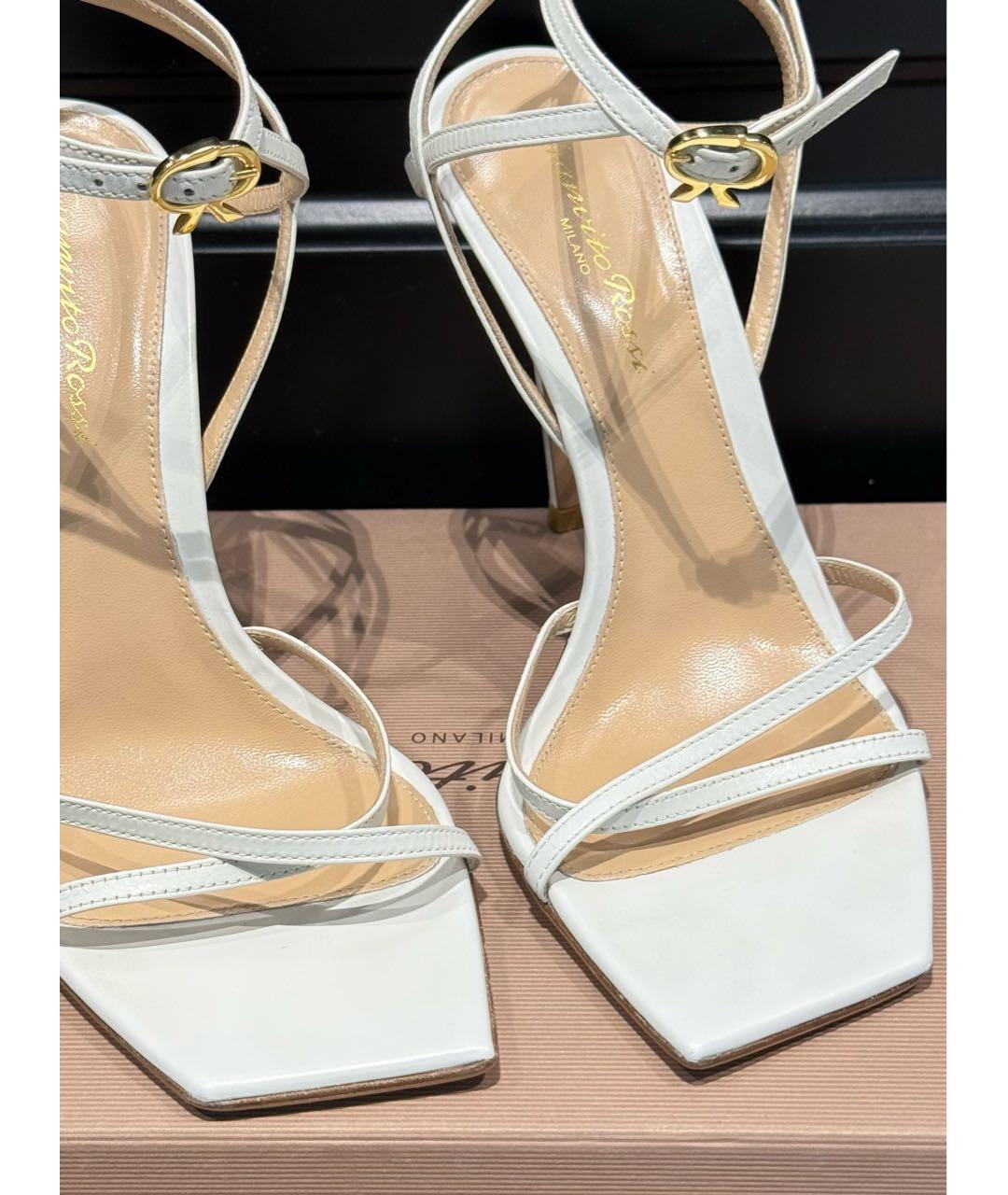 GIANVITO ROSSI Белые кожаные босоножки, фото 7