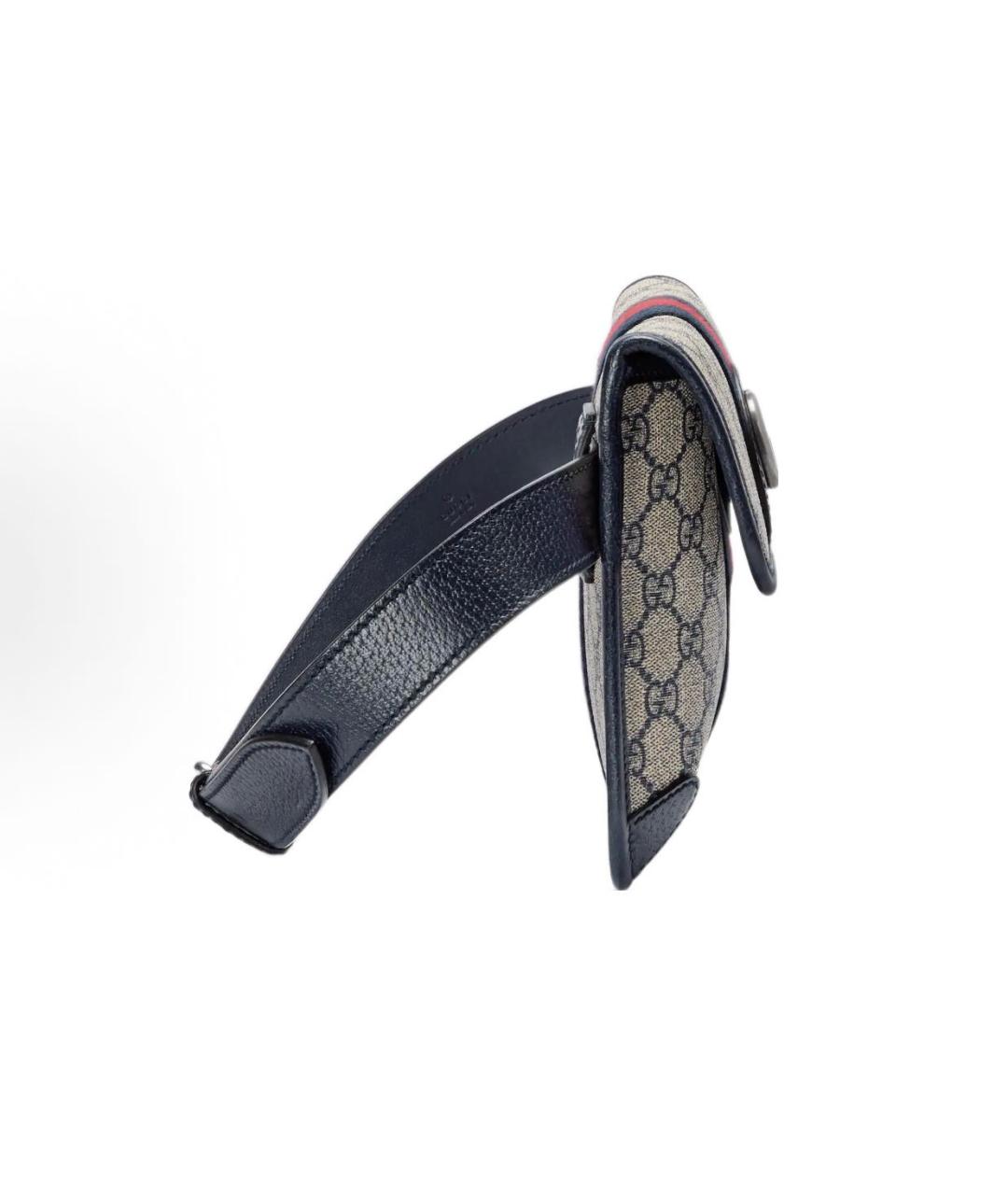 GUCCI Темно-синяя кожаная поясная сумка, фото 4