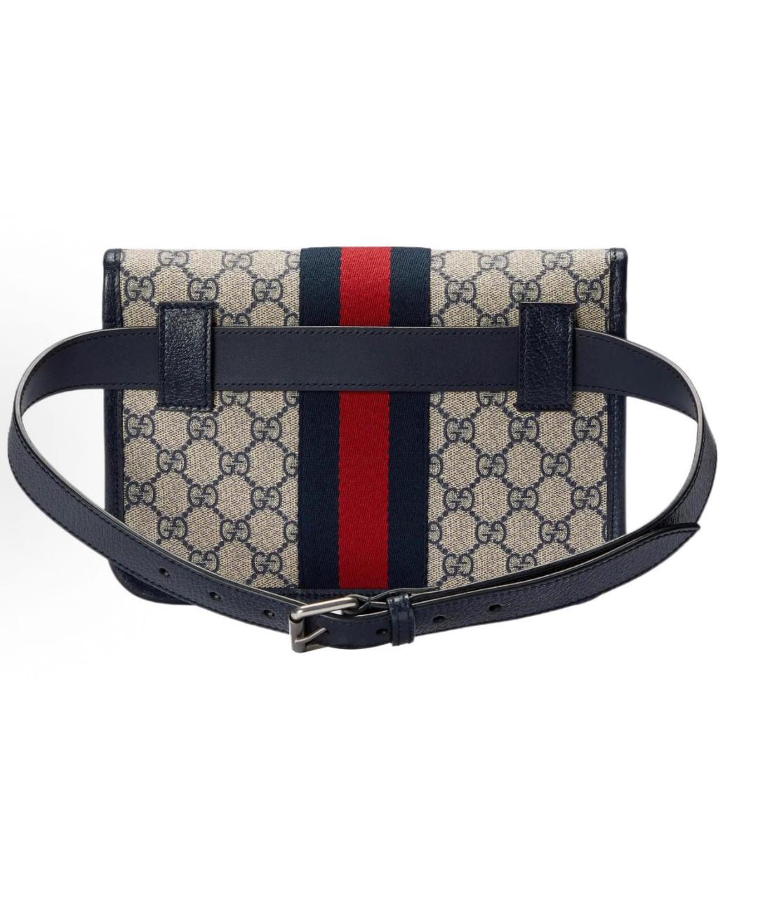 GUCCI Темно-синяя кожаная поясная сумка, фото 2