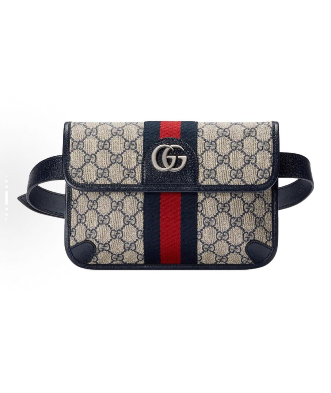 GUCCI Темно-синяя кожаная поясная сумка, фото 6